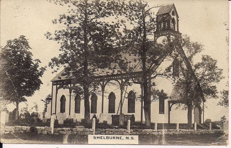 RPPC CANADA, Nova Scotia, Shelburne, Church and Cemetery, 1935