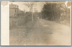 VILLAGE MAIN STREET ANTIQUE REAL PHOTO POSTCARD RPPC