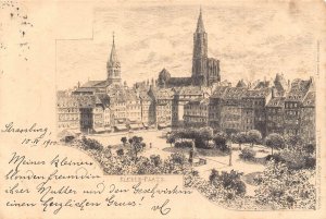 France 1900 Strassburg Strasbourg Kleber Platz vintage postcard B998