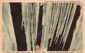 Vintage Postcard 1933 Large Icicles Ice Mine Ice Plant Coudersport Pennsylvania