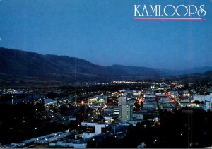 Canada British Columbia Kamloops Aerial View At Night