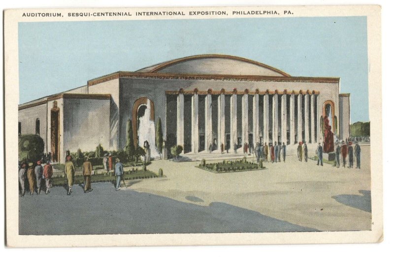 Postcard Auditorium Sesqui Centennial International Expo Philadelphia PA 1926