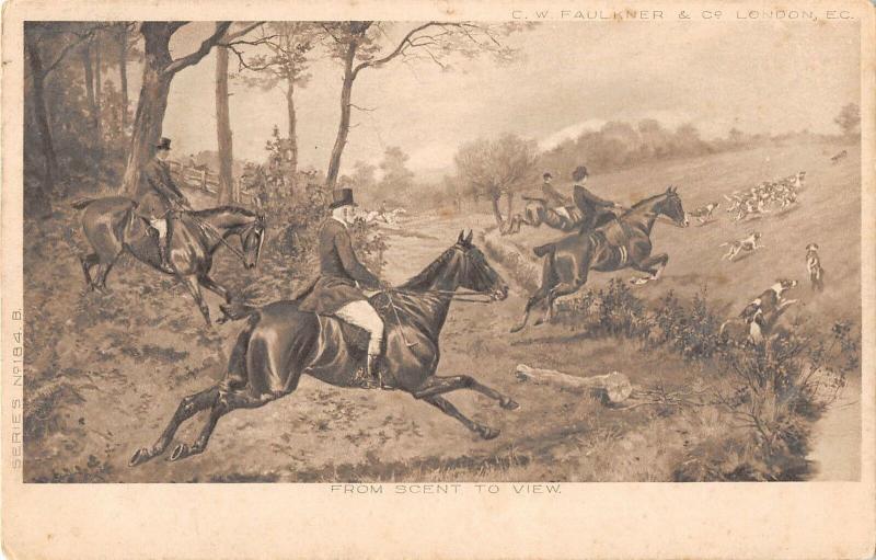 BR102897 c w faulkner london postcard painting from scent to view hunting art uk