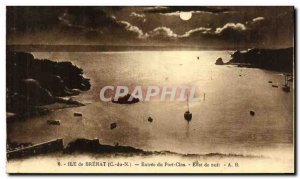 Old Postcard Island Brehat Entree du Port Clos Night Effect
