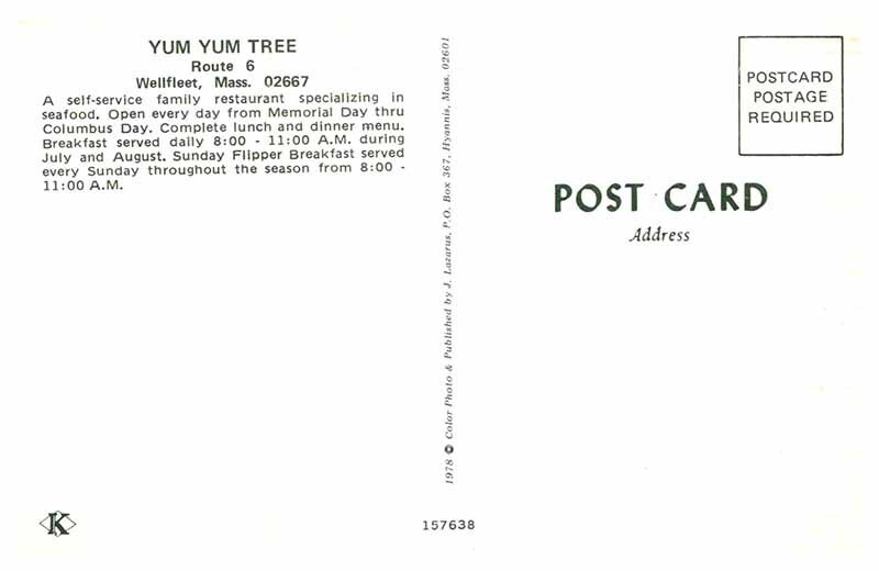 Postcard RESTAURANT SCENE Wellfleet Massachusetts MA AT1875