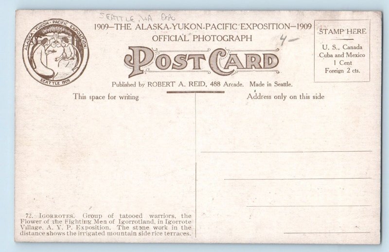 c1909 The Igorottes Alaska Yukon Pacific Exposition Seattle Washington Postcard