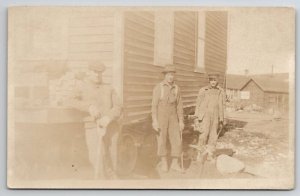 RPPC House Moving By Wagon Construction Workers Men c1907 Photo Postcard S30