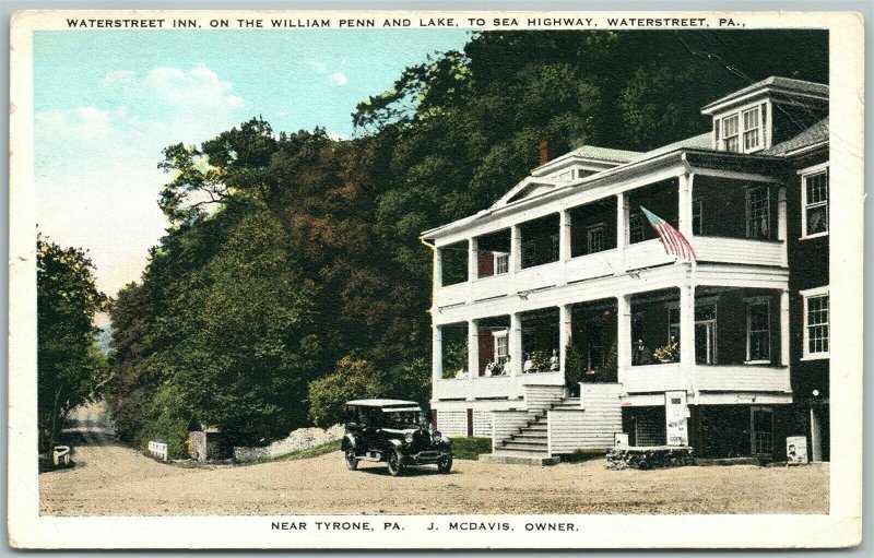 WATERSTREET PA INN on WILLIAM PENN & LAKE near TYRONE ANTIQUE POSTCARD