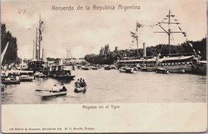 Argentina Recuerdo de la Republica Argentina Regatas en el Tigre Postcard C091