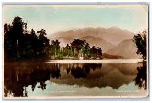 1945 Lake Kaniere Tinted View Westland New Zealand RPPC Photo Posted Postcard