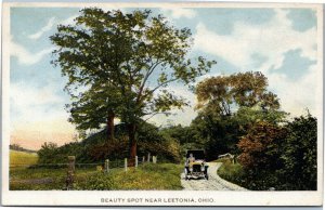 postcard Ohio - Beauty Spot Near Leetonia, Ohio - antique car on country lane