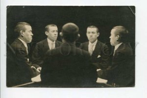 423566 RUSSIA Man in MIRRORS spirit seance Vintage REAL PHOTO