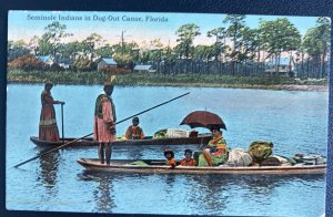 Mint Usa Picture Postcard Native American Seminole Indian Dug Out Canoe