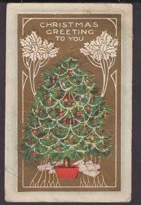Christmas Greeting to You - Christmas Tree Presents - Embossed - pm1912 - DB