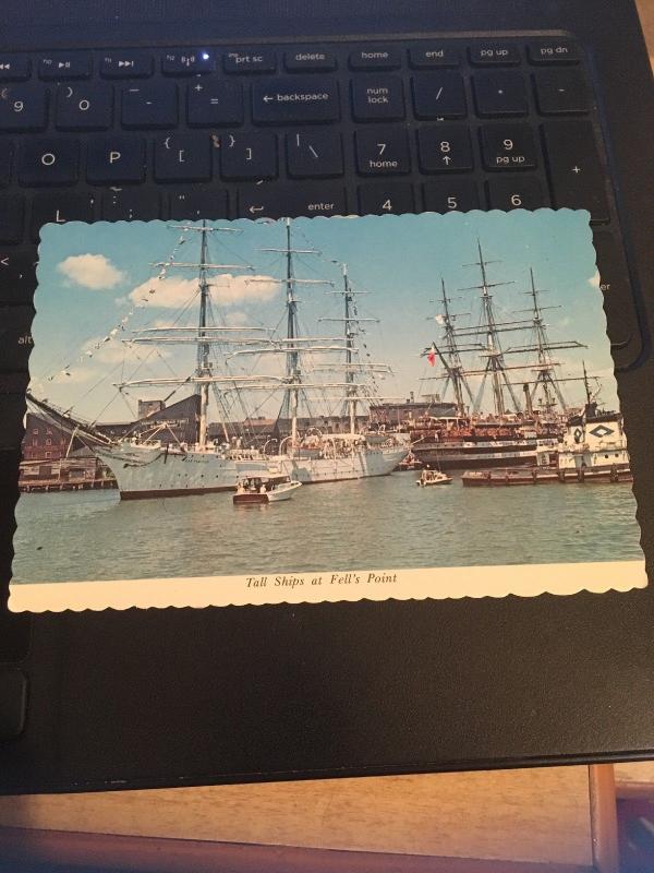 Vintage Postcard: Tall Ships at Fell's Point, Baltimore Maryland