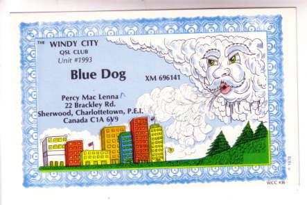 QSL, Blue Dog, a Cloud Blowing Wind Over Sherwood, Charlottetown, Prince Edwa...