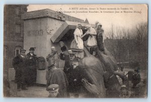 Metz France Postcard Toppled Statue of Frederic III 1919 WW1 Soldier Mail