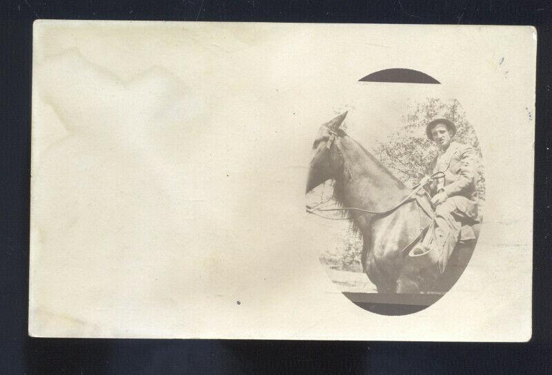 RPPC LITTLE ROCK ARKANSAS MAN ON HORSE HOT SPRINGS AUSTIN REAL PHOTO POSTCARD