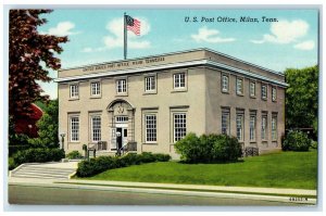 c1940 U.S. Post Office Exterior View Building Milan Tennessee Vintage Postcard