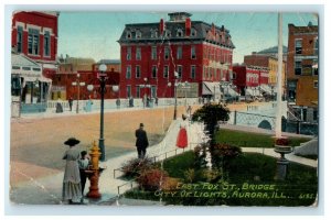 1910 City of Lights in East Fox Aurora Illinois IL Antique Unposted Postcard 