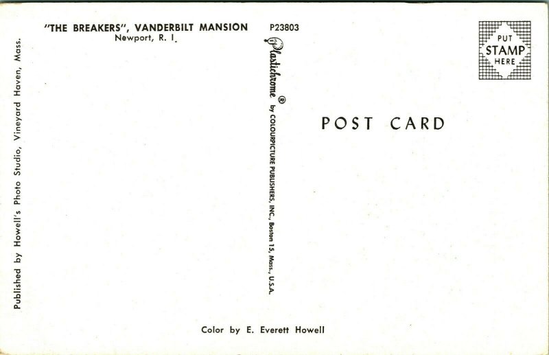 The Breakers Vanderbilt Mansion Newport Rhode Island RI UNP Chrome Postcard A6