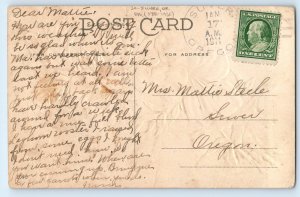 Best Wishes Pink Flowers Embossed DPO (1881-1935) Suver Oregon OR Postcard