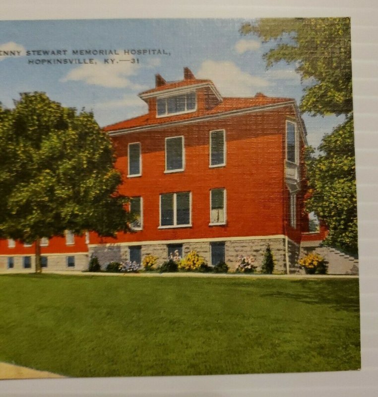 Hopkinsville Kentucky Jenny Stewart Memorial Hospital 1953 VTG Postcard  559