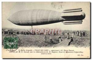 Old Postcard Jet Aviation Zeppelin Airship City of Paris Henry Deutsch Surcou...