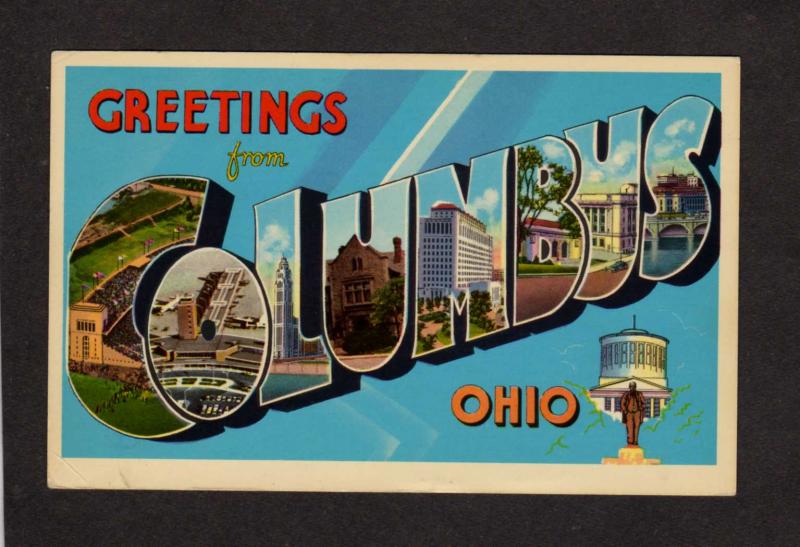 OH Greetings From Columbus Ohio Large Letter Lg Postcard