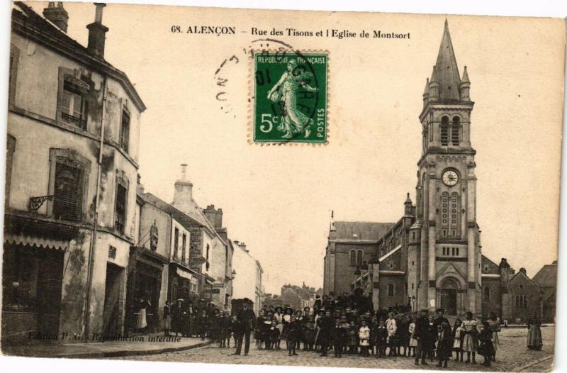 CPA AK Alencon (Orne) - Rue des Tisons et l'Eglise de Montsort (250089)