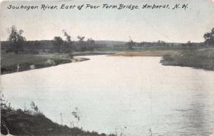 AMHERST NEW HAMPSHIRE SOUHEGAN RIVER EAST OF POOR FARM BRIDGE POSTCARD c1909