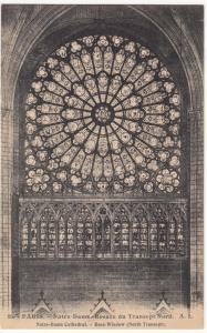 France, Paris, Notre-Dame Cathedral, Rose Window, North Transept, Postcard