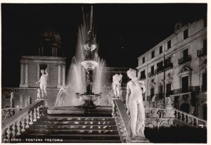 Vintage Postcard Real Photo Palermo Fontana Pretoria Fountain Palermo Italy