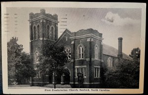 Vintage Postcard 1950 First Presbyterian Church, Sanford, North Carolina (NC)