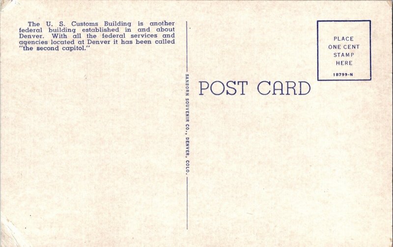 Customs House Building, Denver, CO Vintage Postcard KC14