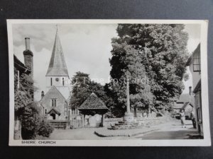 Surrey SHERE Church & Memorial - Old RP Postcard by T.A. Wilkie of Gomshall