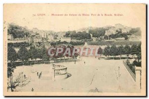 Old Postcard Lyon Monument Children Rhone Bridge Loop St Clair