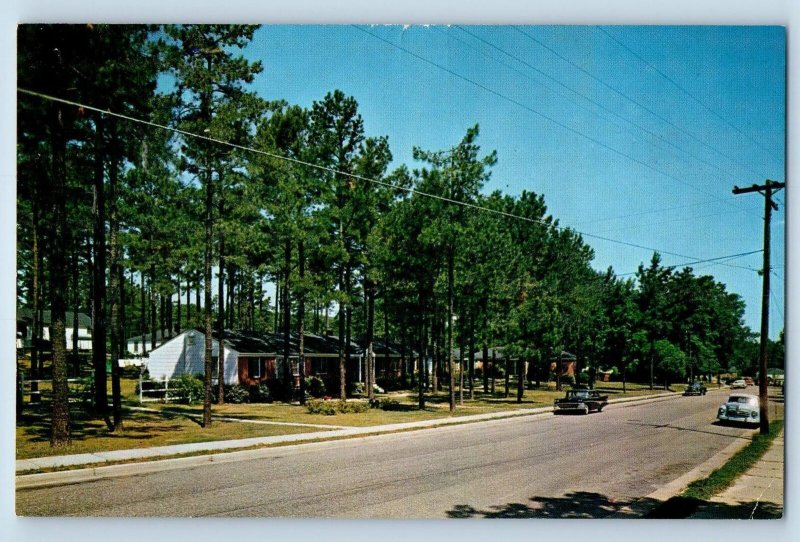 Fayette North Carolina NC Postcard Eutaw Apartments Roadside c1960s Vintage Cars
