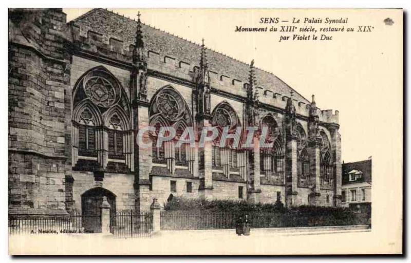 Old Postcard The Synodal Sens Palace restored by Violet le Duc