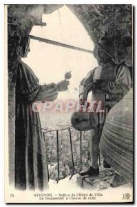 Postcard Avignon Old Belfry of the City Hotel Le Jacquemart noon time