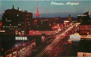 Autos Downtown Phoenix Arizona 1960s Night Neon First Avenue Petley 8533