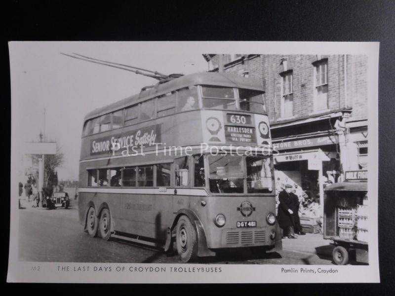 Bus LAST DAYS OF THE CROYDON TROLLEYBUS Pamlin Print RP Postcard M2