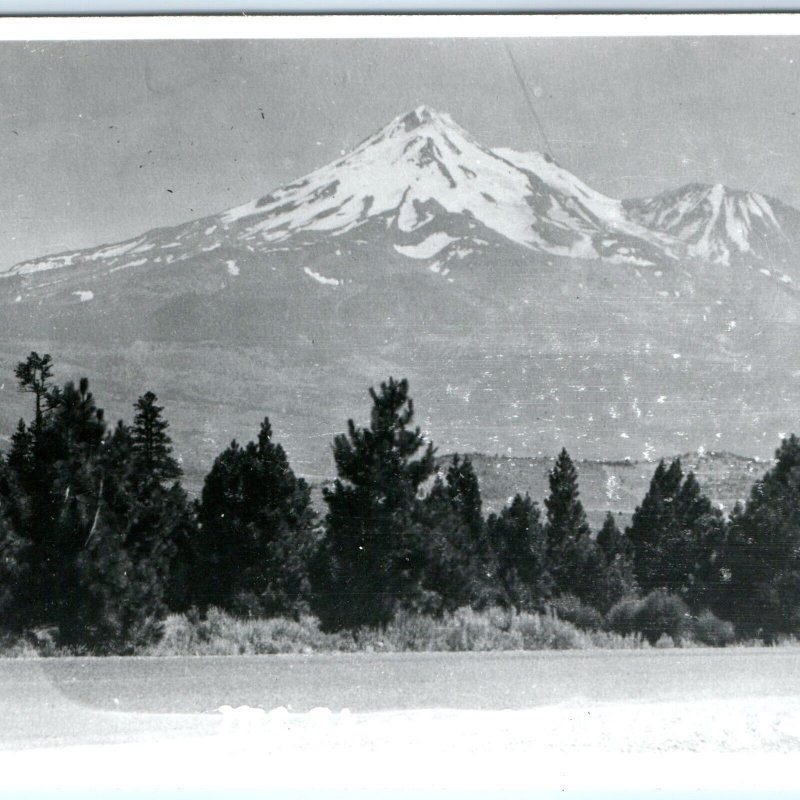 c1940s Mt. Shasta, Siskiyou, CA RPPC Birds Eye BUDS Real Photo PC Volcano A125