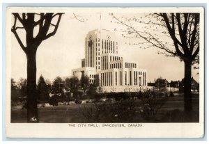 1938 The City Hall Vancouver Canada RPPC Photo Vintage Posted Postcard