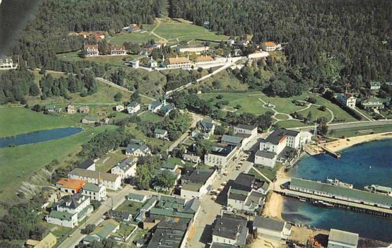 Mackinac Island Michigan Aerial View Vintage Postcard J927831