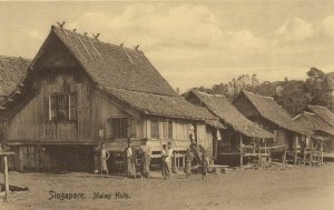 PC CPA SINGAPORE, MALAY HUTS, Vintage Postcard (b18778)