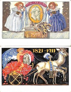 Kingdom of Bavaria Prince Luitpold artist M. Diez 1911 unit of 2 postcards 