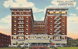 Hotel McCurdy Evansville Indiana linen postcard