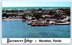 MARATHON, Florida Keys FL ~ Birdseye BUCCANEER LODGE Resort Motel 1970s Postcard