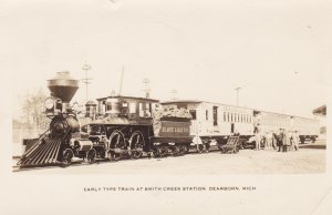 Michigan Dearborn Early Type Train At Smith Creek Station  Real Photo